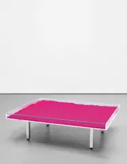 'Table rose' by Yves Klein, editioned 1963, rose pigment, acrylic, glass, steel, wood, sold Dec 2015
