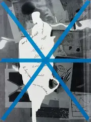 Charles Mayton, Flotsam Opus, 2011, xerox mounted on board, gesso, marker, vinyl, tape