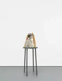 Goshka Macuga, Still / Life, 2008, wood, vintage photograph, mirror, wooden pedestal