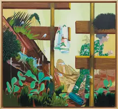Susanne Kühn, Picknick am Zaun, 2005, oil on canvas