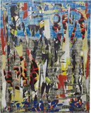 Alfred Boman, Air Castle, 2013, glue emulsion, acrylic, enamel varnish, spray-paint on canvas in an artist's frame