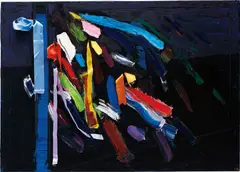 Ganna Kryvolap, Ribbons IV, 2014-15, oil and ribbons on canvas