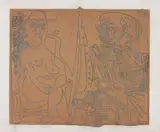Peintre et modèle au fauteuil by Pablo Picasso, 1963, Linocut rincé in colours on Arches paper, with full margins,, sold Jan 2015