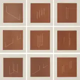 Fred Sandback, Mappe mit 10 Umkehrlithographien (Portfolio of 10 Lithographs), 1977, Nine lithographs in brown, from the set of 10, on Japan paper, with full margins,