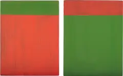Untitled by Günther Förg, 2001, the pair of lead panels on plywood, with painting in acrylic in colours,, sold Jan 2015