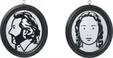 Luc and Ludivine Get Married. (2) by Julian Opie, 2007, Pair of laser-cut Somerset Velvet black paper silhouettes, dry-mounted onto Clairefontaine Mayo white paper (as issued),, sold Jan 2015