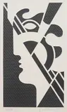 Roy Lichtenstein, Modern Head #5, from Modern Head series, 1970, Embossed graphite with Strathmore die-cut paper overlay, with wood stretcher support (as issued),