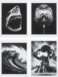 Robert Longo, Untitled (Shark 5); Untitled (Ulysses); Spanish Blood (Lion’s Gate); and Russian Bomb (Semipalatinsk), 2011, The complete set of four archival pigment prints, on watercolour paper, with full margins