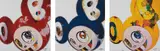 And Then x6 Red; And Then x6 Blue; and And Then x6 Yellow by Takashi Murakami, 2013, Three offset lithographs in colours, on smooth wove paper, the full sheets,, sold Jan 2015
