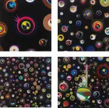 Jellyfish Eyes – Black 1; Jellyfish Eyes – Black 3; Jellyfish Eyes – Black 5; and Jellyfish Eyes by Takashi Murakami, 2004; 2012, Four offset lithographs in colours, on smooth wove paper, the full sheets,, sold Jan 2015