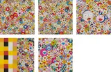 Flowers in Heaven; Field of Smiling Flowers; Me and Mr. DOB; Acupuncture/Flower (Checkers); and Flower Smile by Takashi Murakami, 2008-11, Five offset lithographs in colours, on smooth wove paper, the full sheets,, sold Jan 2015