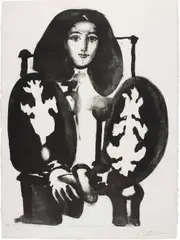 Pablo Picasso, Femme au fauteuil No. 1 (Le manteau Polonais)(Woman in Armchair No. 1 [The Polish Coat]), 1949, Lithograph, on Arches paper, the full sheet (deckle on three sides),