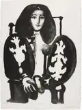 Femme au fauteuil No. 1 (Le manteau Polonais)(Woman in Armchair No. 1 [The Polish Coat]) by Pablo Picasso, 1949, Lithograph, on Arches paper, the full sheet (deckle on three sides),, sold Jun 2015