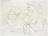 Jeunes femmes nues reposant (Young Nude Women Resting) by Pablo Picasso, 1947, Lithograph, on Arches paper, with full margins (deckle on three sides), the second (final) state,, sold Jun 2015