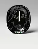 Visage de femme (Woman's Face) by Pablo Picasso, 1953, White earthenware rectangular dish, incised and painted in colours, with brushed glaze,, sold Jun 2015