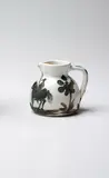 Pablo Picasso, Taureau et picador pichet (Bull and Picador Pitcher), 1956, White earthenware turned pitcher painted in colours, with knife engraving and partial brushed glaze,