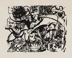 Number 8 (Black Flowing) by Jackson Pollock, 1951, Screenprint, a very scarce, lifetime impression, on Strathmore paper (with partial blindstamp upper right corner), with , sold Jun 2015