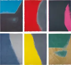 Andy Warhol, Shadows I, 1979, The complete set of six unique variant screenprints in colours with diamond dust, on Arches 88 paper, the full sheets,