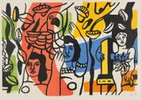 Fernand Léger, Les femmes au perroquet (Women with a Parrot), 1952, Lithograph in colours, on Arches paper, with full margins,
