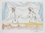 Les Dames de la Renaissance (Ladies of the Renaissance), for Suite mythologique nouvelle (New Mythological Suite) by Salvador Dalí, 1970-72, Drypoint with extensive hand-colouring in watercolour, on Rives BFK paper, with full margins,, sold Jun 2015