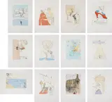 After 50 Years of Surrealism by Salvador Dalí, 1974, The complete portfolio of 12 drypoints with pochoir in colours, on Velin Arches paper, with full margins,, sold Jun 2015