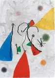 Joan Miró, Passage de l'Égyptienne (The Egyptian Woman Passes): plate 9, 1985, Etching with aquatint in colours, on Japon nacré, the full sheet,
