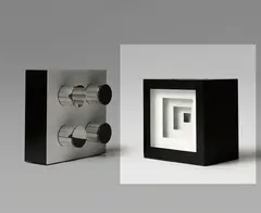 Gregorio Vardánega, Carrés Lumineux, 1968, Metal (painted in black and white), with lights and motor component,