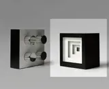Gregorio Vardánega, Carrés Lumineux, 1968, Metal (painted in black and white), with lights and motor component,