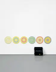 Peter Sedgley, Video Disques, 1969-70, The complete portfolio of six kinetic screenprints, in fluorescent colours, on spun aluminium,