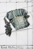 Wrapped Telephone, Project, from 12 years of Galeria Joan Prats by Christo & Jeanne-Claude, 1988, Lithograph with collage of transparent polyethylene, twine, and staples, with hand-colouring in grease pencil and paint,, sold Jun 2015