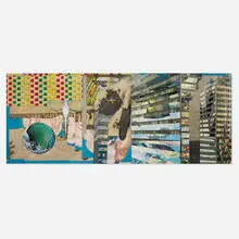 Tony Berlant, August 7, 1958, Dizzy Dames, #70, 1991, found metal collage with steel brads on wood