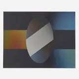 Larry Bell, HELINBK 2, 1984, aluminum and silicon monoxide on paper