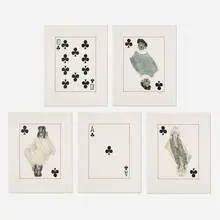 William Wegman, Royal Flush: Clubs, 1998, photolithograph in colors