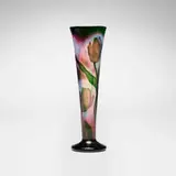 Tall vase with tulips by Daum, c. 1900, acid-etched and flame-polished martelé cameo glass, sold Nov 2025