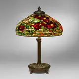 Peony table lamp by Tiffany Studios, c. 1910, leaded glass, patinated bronze, sold Nov 2025