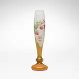Daum, Tall vase with sweet pea blossoms, c. 1900, acid-etched and enameled cameo glass