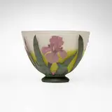 Bowl with irises by Daum, c. 1900, acid-etched cameo glass, sold Nov 2025