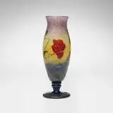 Daum, Fine vase with poppies, c. 1900, acid-etched, wheel-carved, internally decorated, fire-poished and martelé cameo glass