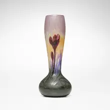 Daum, Vase with crocuses, c. 1900, acid-etched, wheel-carved and martelé cameo glass