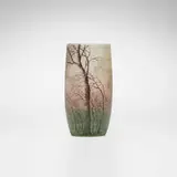 Daum, Rare rain scene vase, c. 1900, acid-etched and enameled glass