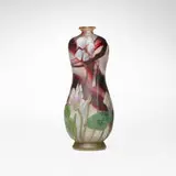 Vase with cyclamen by Schverer Burgun & Cie, c. 1900, acid-etched, wheel-carved, martelé and gilt cameo glass, sold Nov 2025