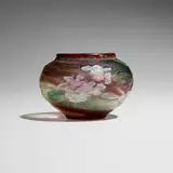 Vase with apple bossoms by Schverer Burgun & Cie, c. 1900, acid-etched, wheel-carved, martelé and gilt cameo glass, sold Nov 2025