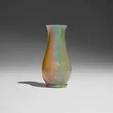 Reactive vase by Tiffany Studios, c. 1914-15, hand-blown Favrile glass, sold Nov 2025