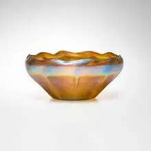 Bowl by Tiffany Studios, c. 1900, hand-blown Favrile glass, sold Nov 2025