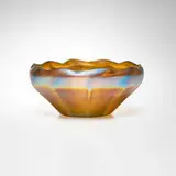 Bowl by Tiffany Studios, c. 1900, hand-blown Favrile glass, sold Nov 2025