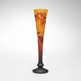Tall vase with foxglove by Daum, c. 1900, acid-etched cameo glass, sold Nov 2025