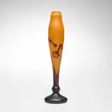 Daum, Tall vase with tobacco flowers, c. 1900, acid-etched and wheel-carved cameo glass