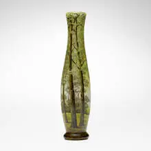 Daum, Scenic vase, c. 1900, acid-etched and enameled glass