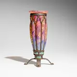 Daum and Majorelle, Vase, c. 1920, hand-blown glass with gold foil inclusions, wrought iron