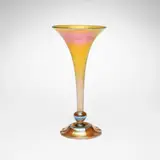 Trumpet vase by Tiffany Studios, c. 1914-15, hand-blown Favrile glass, sold Nov 2025
